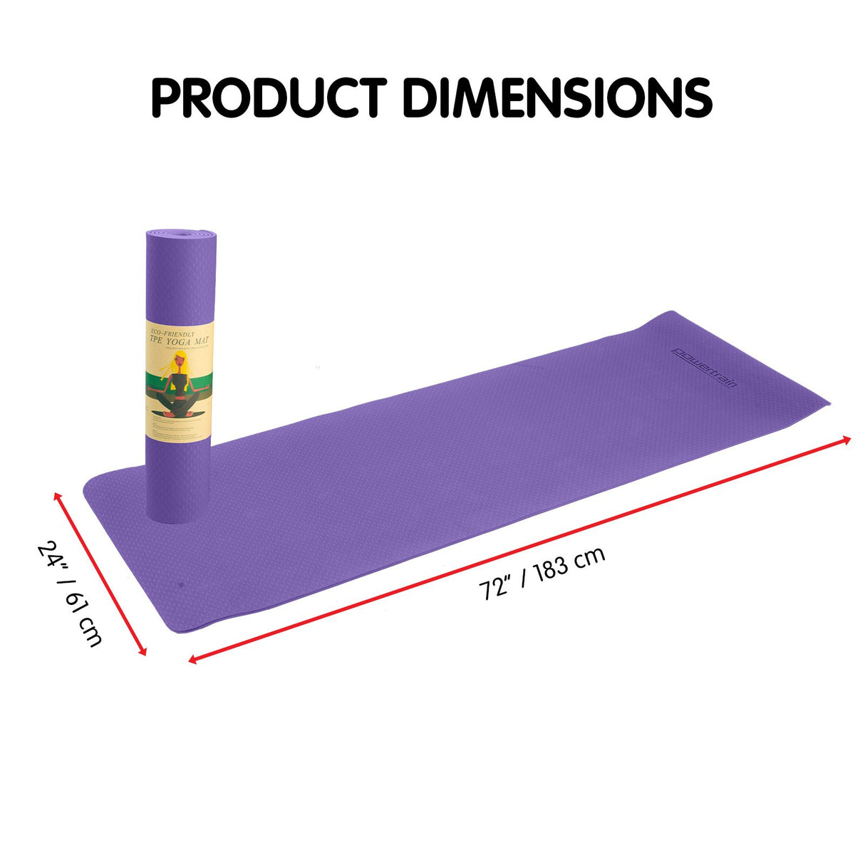 Powertrain Dual Layer 6mm Yoga Mat | Dark Lavender | Non-slip Surface And Carry Strap For Ultimate Comfort And Portability