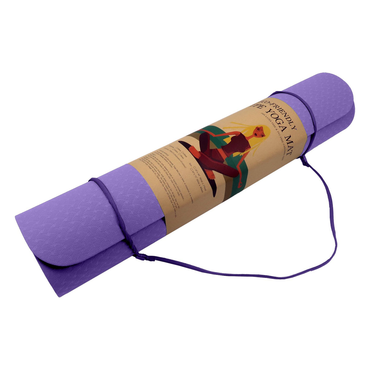 Powertrain Dual Layer 6mm Yoga Mat | Dark Lavender | Non-slip Surface And Carry Strap For Ultimate Comfort And Portability