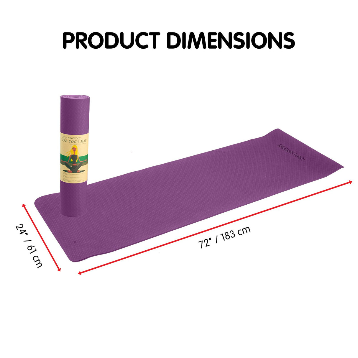 Powertrain Dual Layer 6mm Yoga Mat | Royal Purple | Non-slip Surface And Carry Strap For Ultimate Comfort And Portability