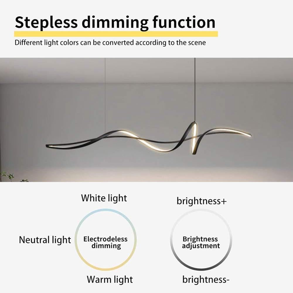BAMDECOR A036 Modern LED Linear Pendant Lights with Dimmable LED and Adjustable Hanging Length 120cm