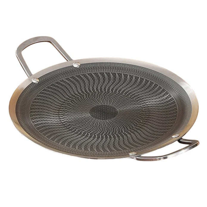 Honeycomb Non-Stick Grill Skewer Plate, 316 Stainless Steel, Portable Barbecue Grill with Handle, Universal Induction Cooktop Compatible, Round Shape,