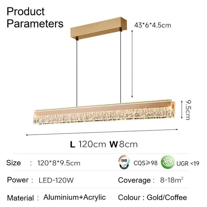 BAMDECOR A122 Nordic Long Dual Linear Dimmable Acrylic Kitchen Dining Table Pendant Light Minimalist