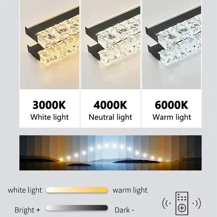 BAMDECOR A188 Nordic Dual Linear Dimmable Acrylic Kitchen Dining Table Pendant Light Minimalist Modern Lighting (Coffee)