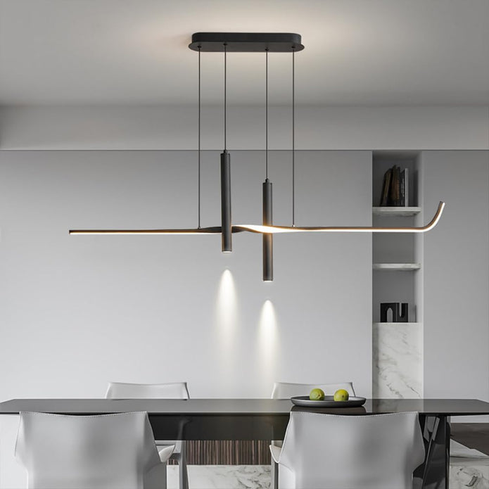 BAMDECOR A206 Modern Black Scandinavian Pendant Light Table Dining Room Living Room Pendant Lighting 1.5 Meters