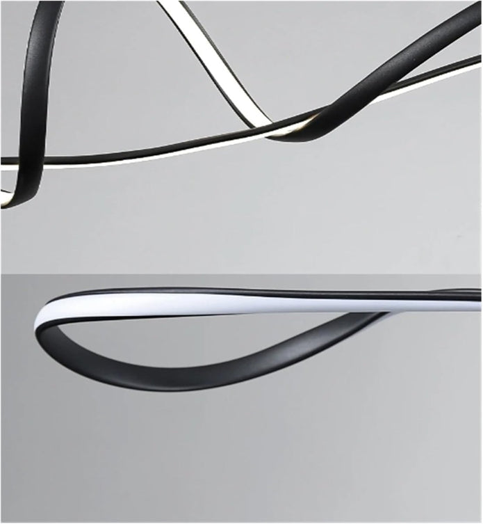 BAMDECOR A210 Modern LED Linear Pendant Lights with Dimmable LED and Adjustable Hanging Length 120cm -Black