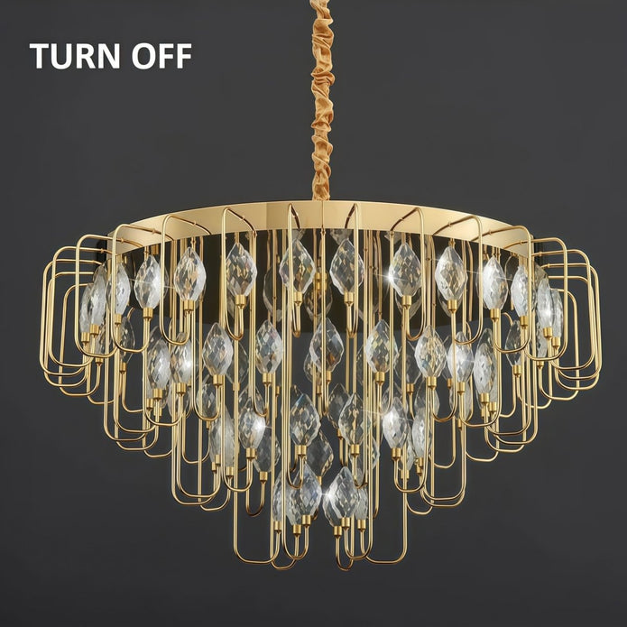 BAMDECOR C3345 Modern Luxury Crystal-leaf Chandelier LED Fashion Creativity Pendant Ceiling Lights(60cm-Gold)