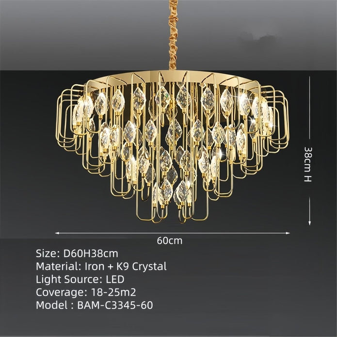 BAMDECOR C3345 Modern Luxury Crystal-leaf Chandelier LED Fashion Creativity Pendant Ceiling Lights(60cm-Gold)