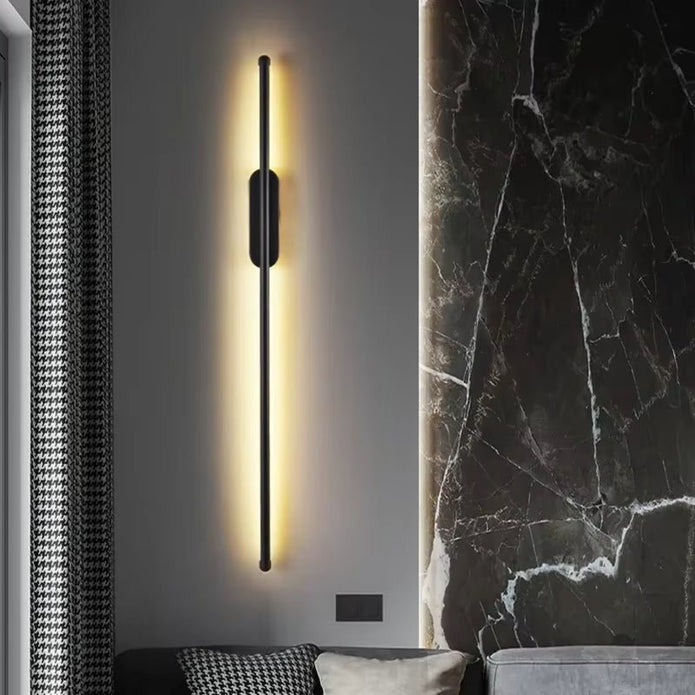 BAMDECOR Modern Minimalist Wall Light Long Tube LED Black Bedside Sconces Wall Lights with with Acrylic Shade, Wall Mounted Deco Lamp for Living Room