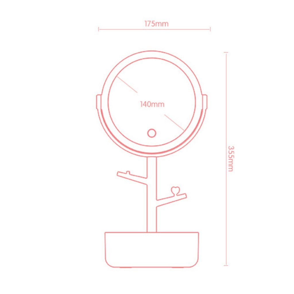 Ecoco Smart LED Light Cosmetic Makeup Mirror USB Touch Screen Home Desk Vanity 360? Pink