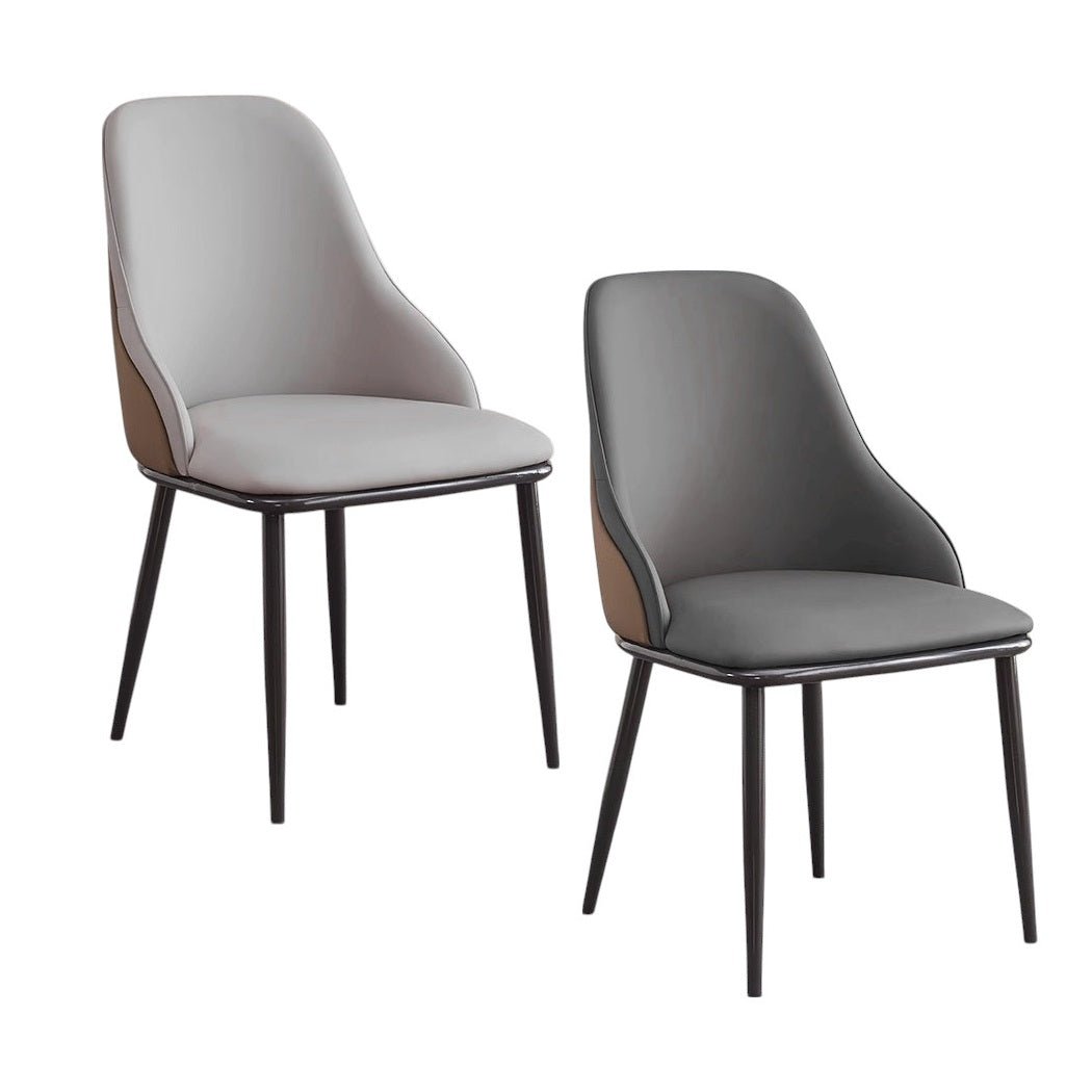 VELLUTO Dining Chair Modern upholstered Leather Kitchen Chairs with armrests Bathtub Chair Leisure Lounge Chair Living Room Bedroom Home Set of 2 Dark Grey