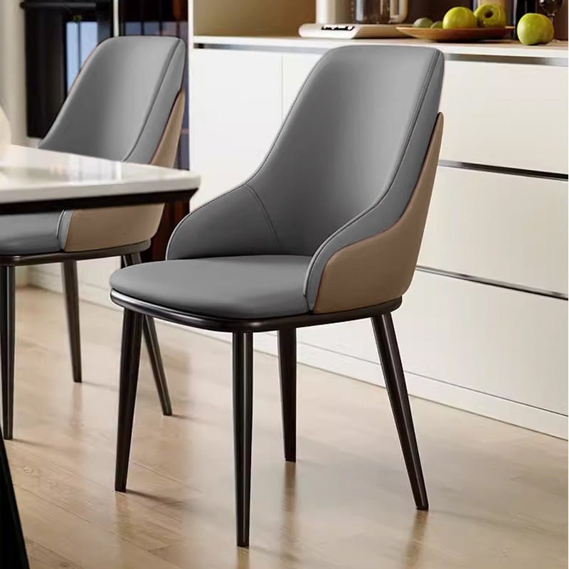 VELLUTO Dining Chair Modern upholstered Leather Kitchen Chairs with armrests Bathtub Chair Leisure Lounge Chair Living Room Bedroom Home Set of 2 Dark