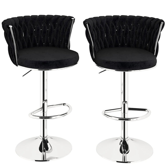SERENITà Modern Silver Swivel Upholstered Velvet Adjustable Height Counter Stool with Metal Frame Bl