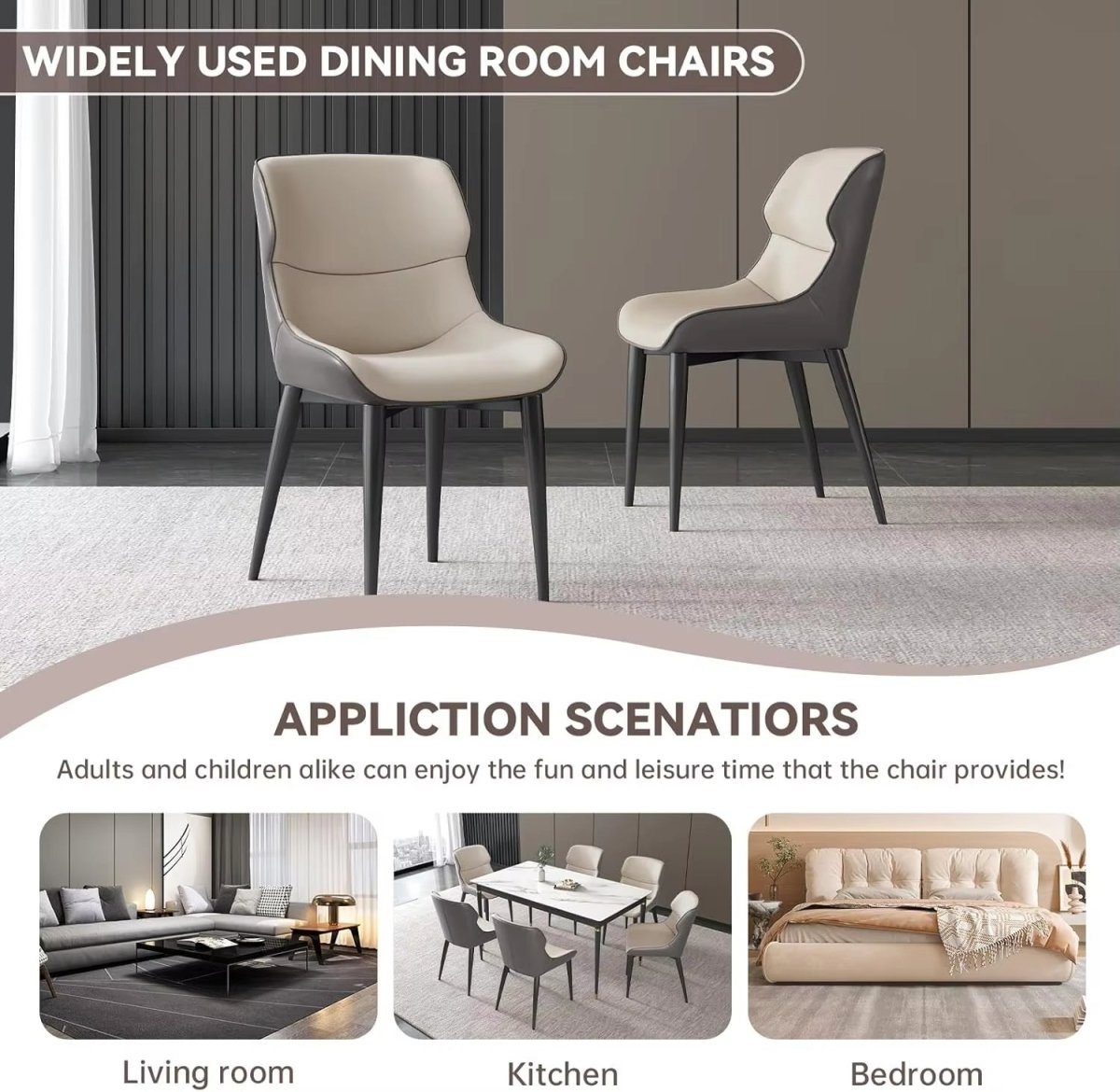 Orange Brown Italian Minimal List Dining Chairs PU Retro Chair Cafe Kitchen Modern Metal Legs x2