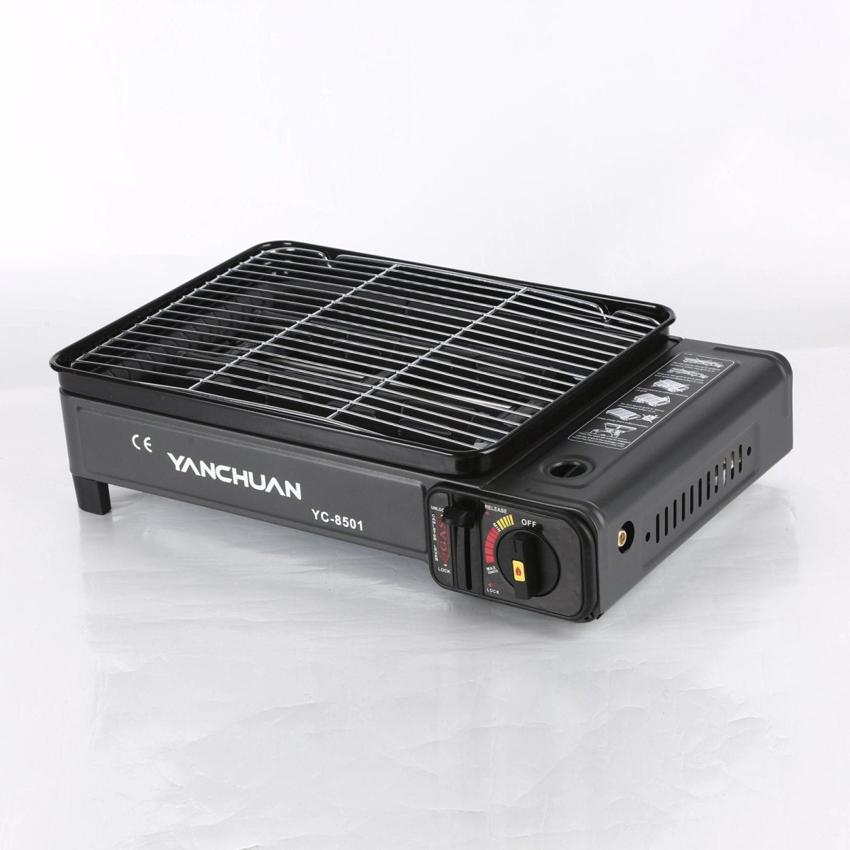 Portable Gas Stove Burner Butane BBQ Camping Gas Cooker With Non Stick Plate Black without Fish Pan and Lid