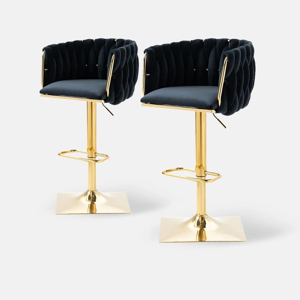 SERENIT? Modern Velvet Breakfast Bar Stools Swivel Barstools Adjustable Counter Stools with Backrest Set of 2 Black