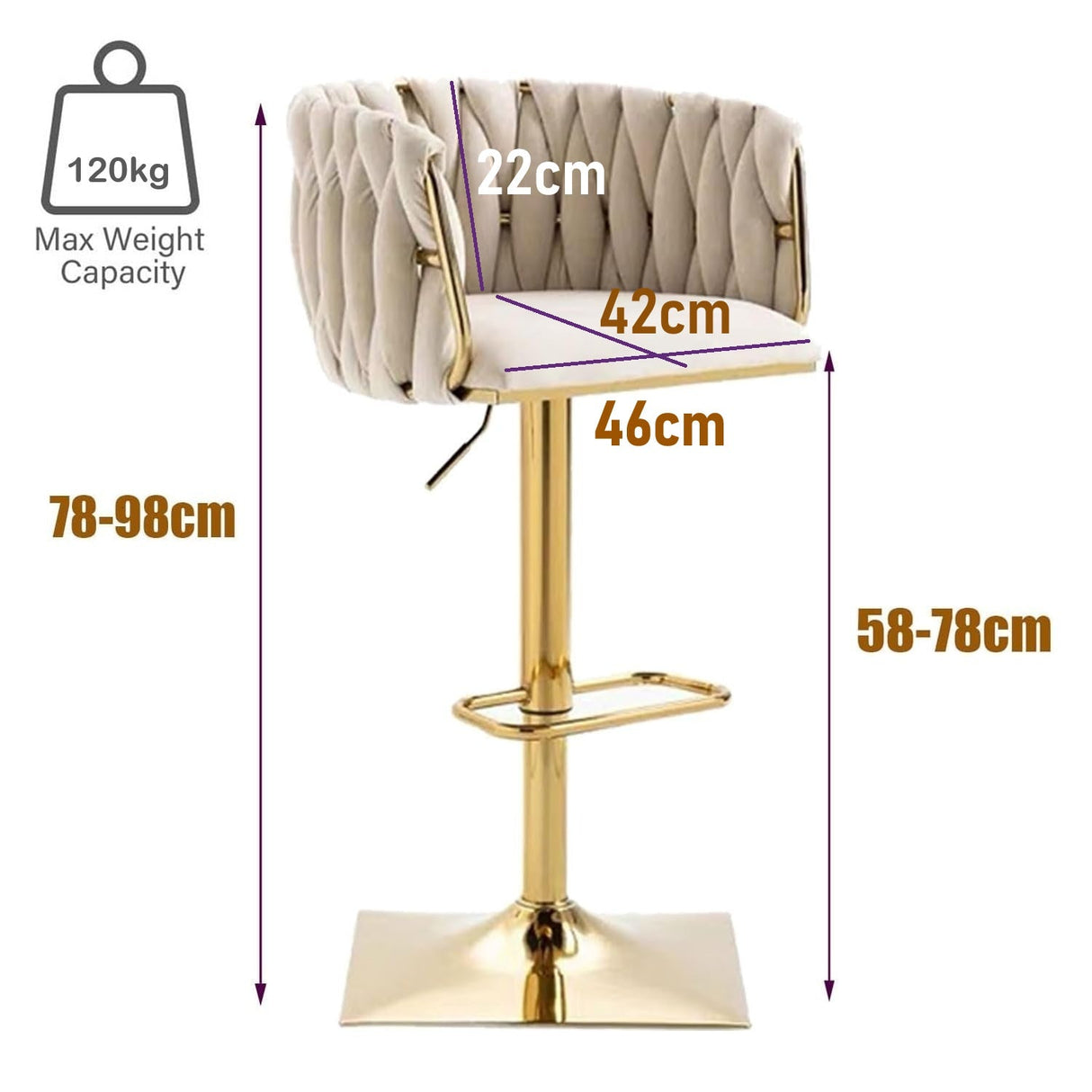 SERENITà Modern Velvet Breakfast Bar Stools Swivel Barstools Adjustable Counter Stools with Backrest