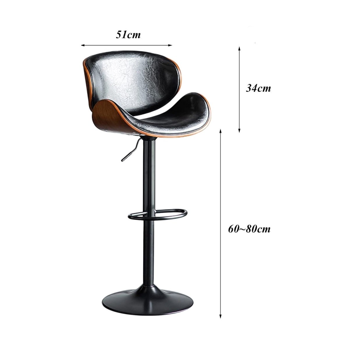 SERENIT? European Black Modern Bar Stools Swivel Bar Stool Chair Counter Height Barstool with 360 Degree Swivel Seat