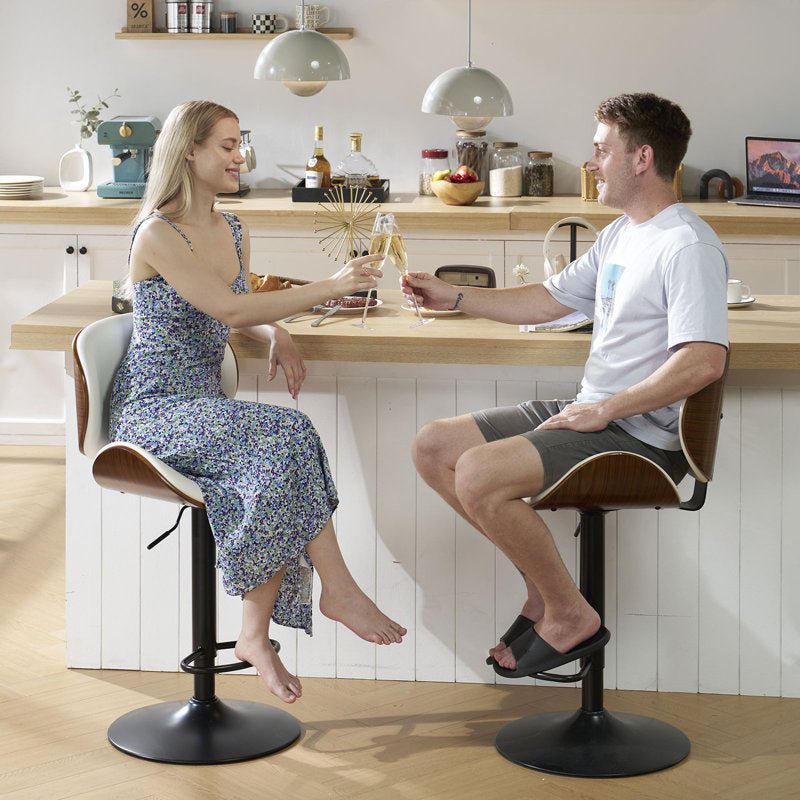 SERENITà European White Modern Bar Stools Swivel Bar Stool Chair Counter Height Barstool with 360 De
