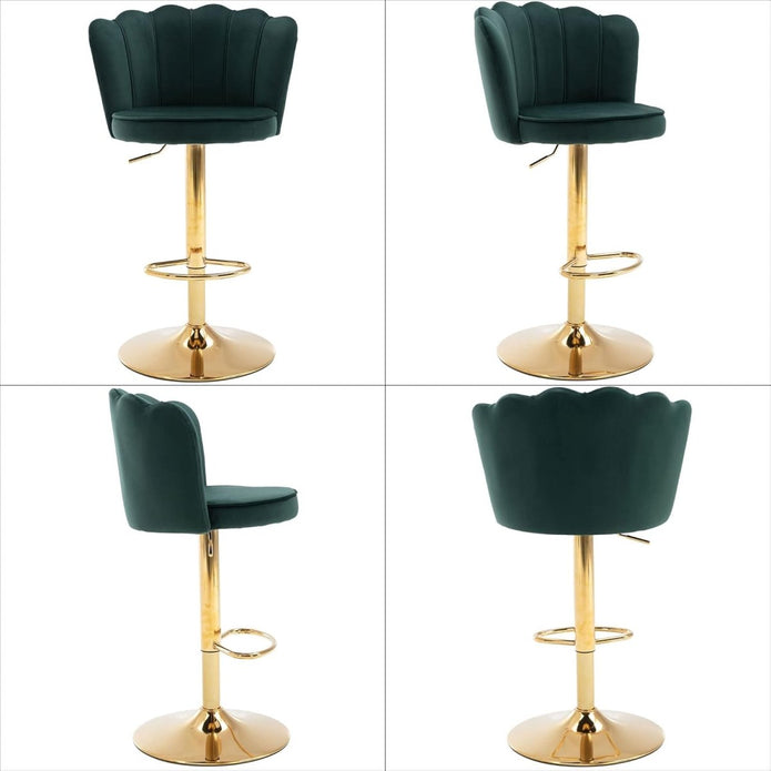 SERENIT? Swivel Bar Stools Bar Height Set of 2 Adjustable Upholstered Counter Barstool Velvet Bar Chairs with Back/Gold Base for Kitchen Island/Bar/