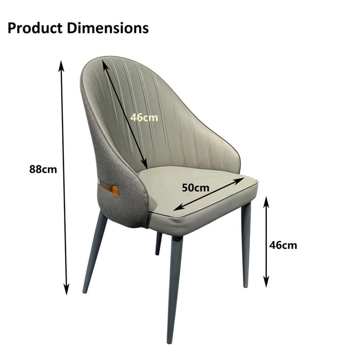 VELLUTO Dining Chairs Set Armchairs Mid Century Modern Kitchen Dining Room Chairs Faux Leather Accent Chairs Metal Vanity Lounge Chair with Back for Living Room Bedrooms Set of 2 (Brown)