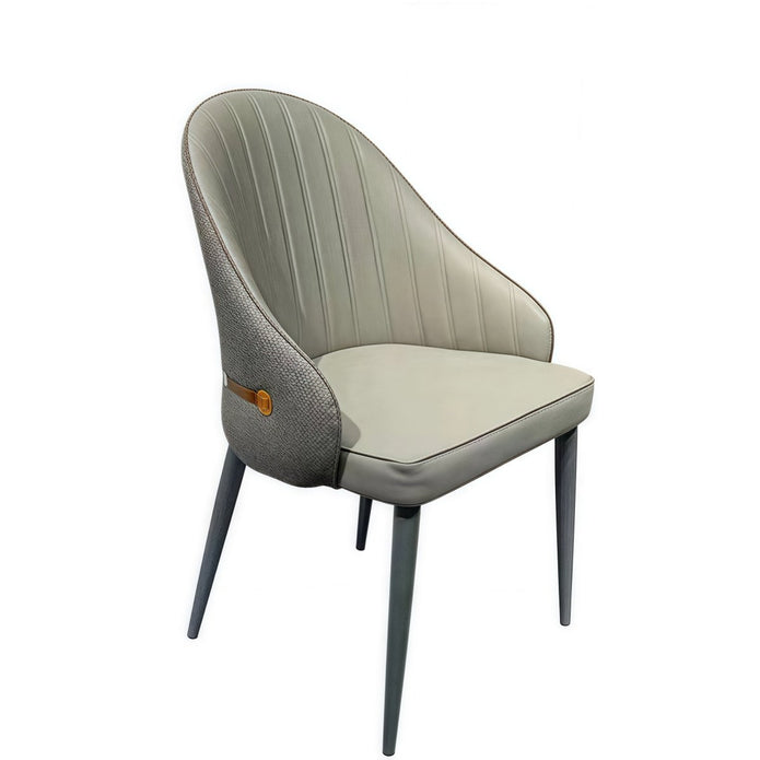 VELLUTO Dining Chairs Set Armchairs Mid Century Modern Kitchen Dining Room Chairs Faux Leather Accent Chairs Metal Vanity Lounge Chair with Back for Living Room Bedrooms Set of 2 (Grey)