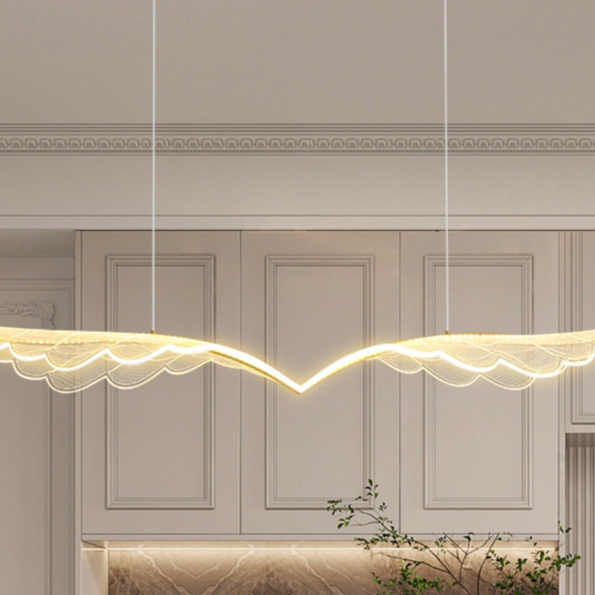 BAMDECOR 150cm Wing-Shaped LED Ceiling Light 3-Color Changeable Stepless Dimming High Light Transmission Board Modern Lighting Fixture