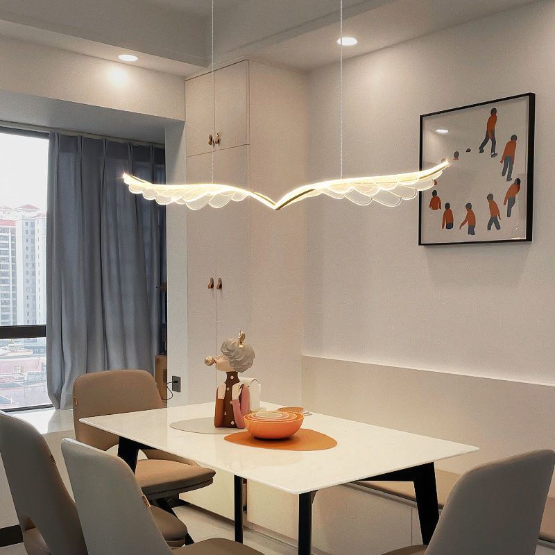 BAMDECOR 150cm Wing-Shaped LED Ceiling Light 3-Color Changeable Stepless Dimming High Light Transmission Board Modern Lighting Fixture
