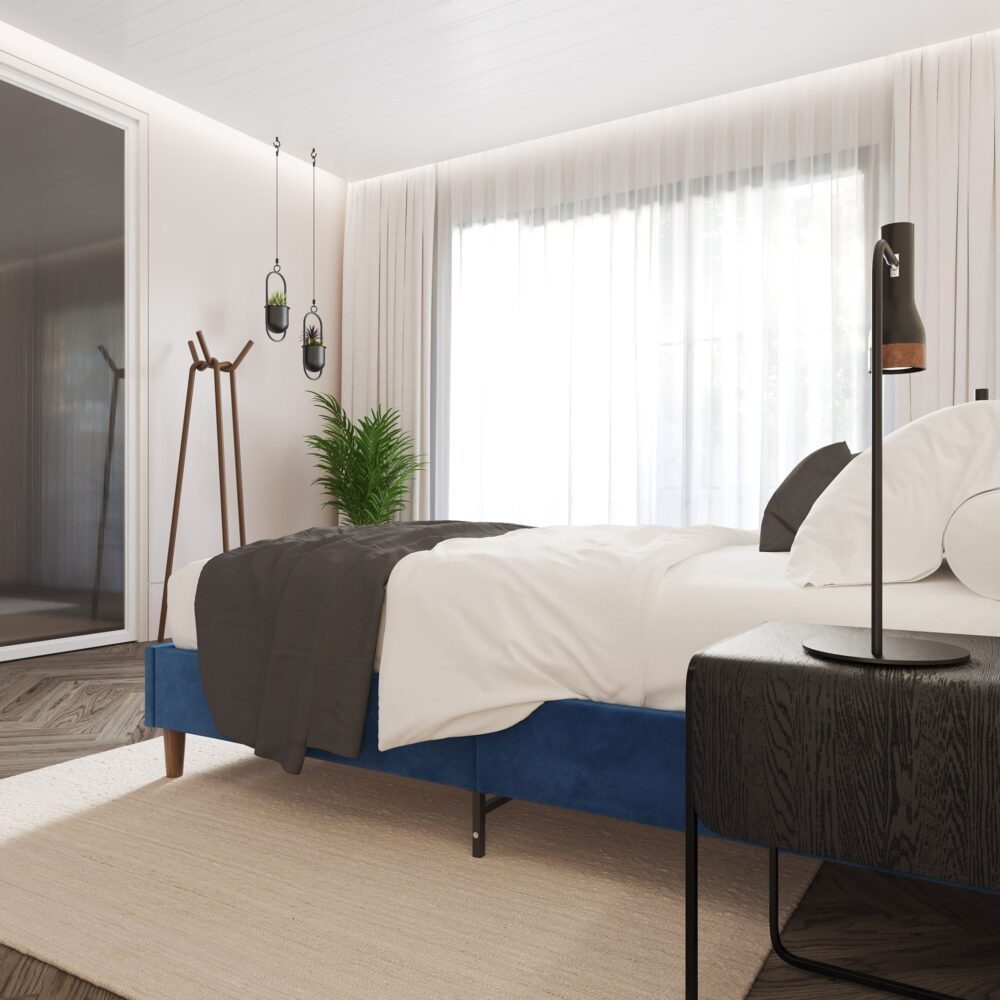 Velvet Blue Bed Frame ? Double