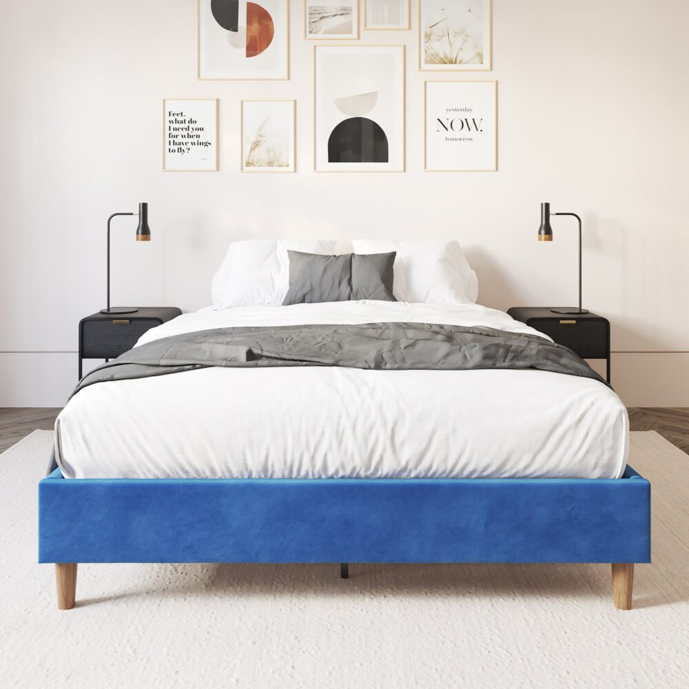 Velvet Blue Bed Frame ? Single