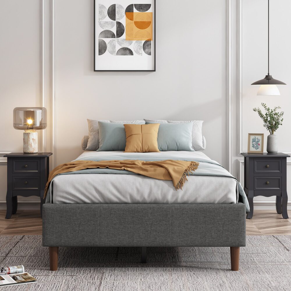 Bed Frame Mattress Foundation (Dark Grey) ? Double
