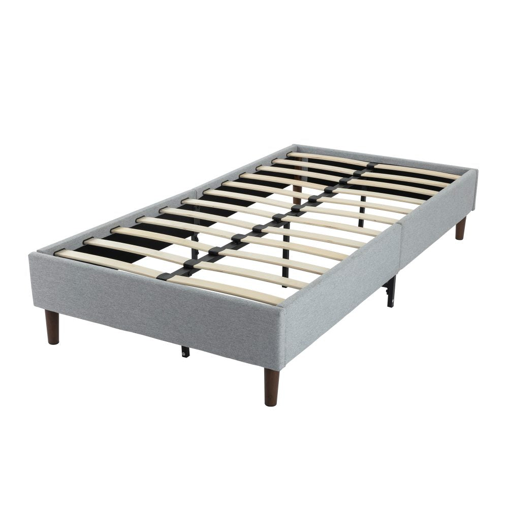 Bedframe with Wooden Slats (Light Grey) ? Double