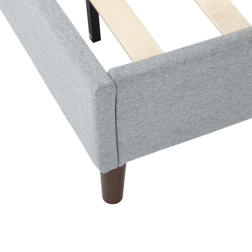 Bedframe with Wooden Slats (Light Grey) ? Double