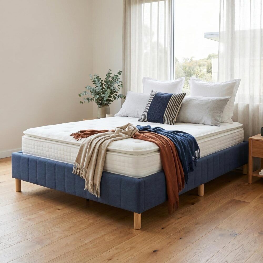 Metal Bed Frame Mattress Foundation Blue – Single