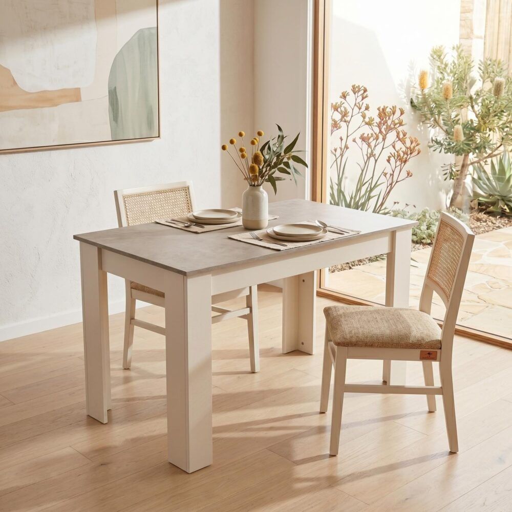Dining Table Rectangular Wooden 120M-Grey&White