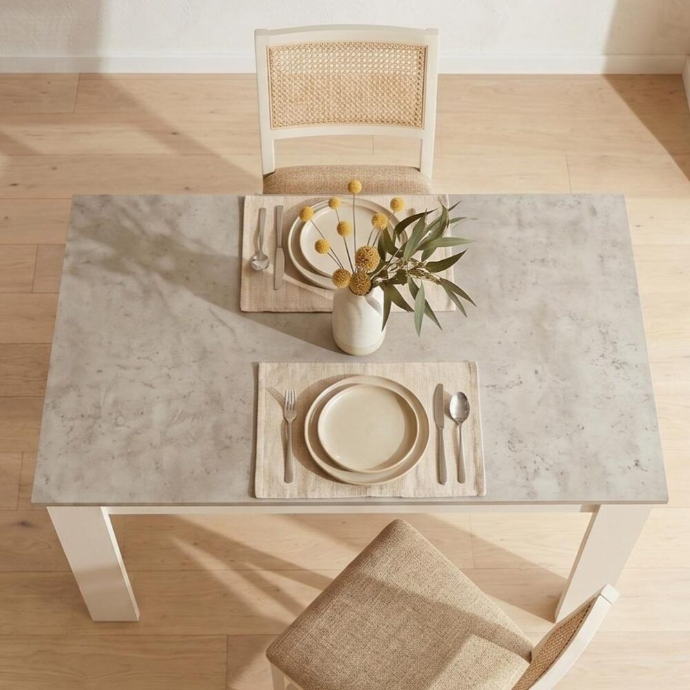 Dining Table Rectangular Wooden 120M-Grey&White