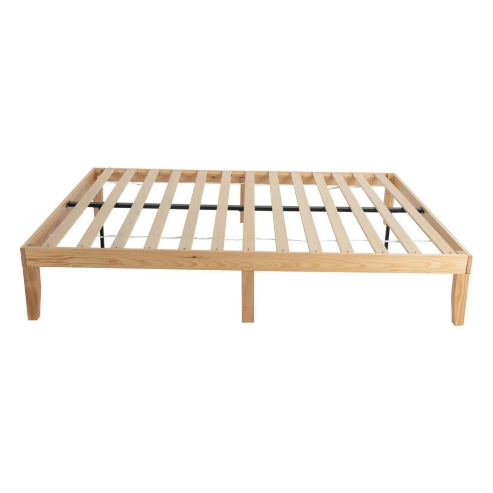 Warm Wooden Natural Bed Base Frame ? Queen