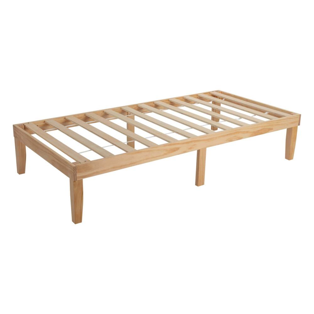 Single Size Warm Wooden Natural Bed Base Frame ? Single