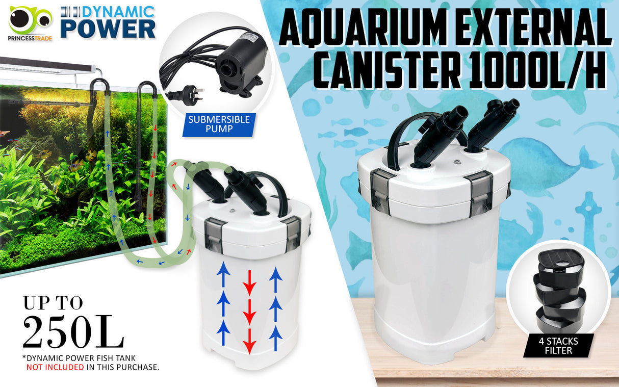 High-Performance 1000L/H External Canister Filter for Aquariums
