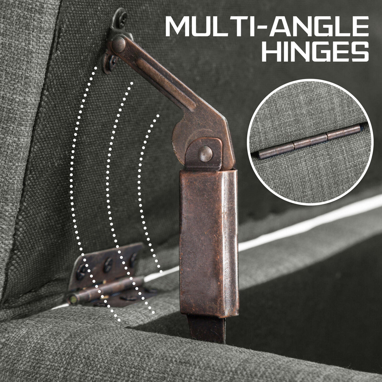 Storage Ottoman Stool 102cm Fabric DARK GREY