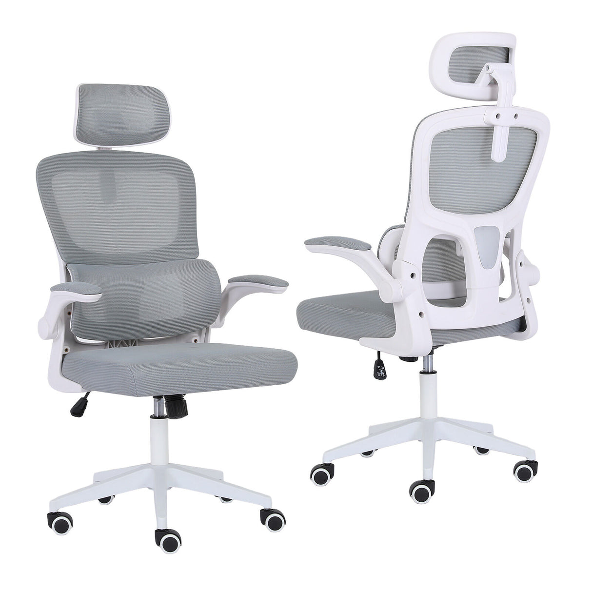 Work Office Chair - Lumber Support Flip-up Armrest Adjustable Headrest SITIO - GREY