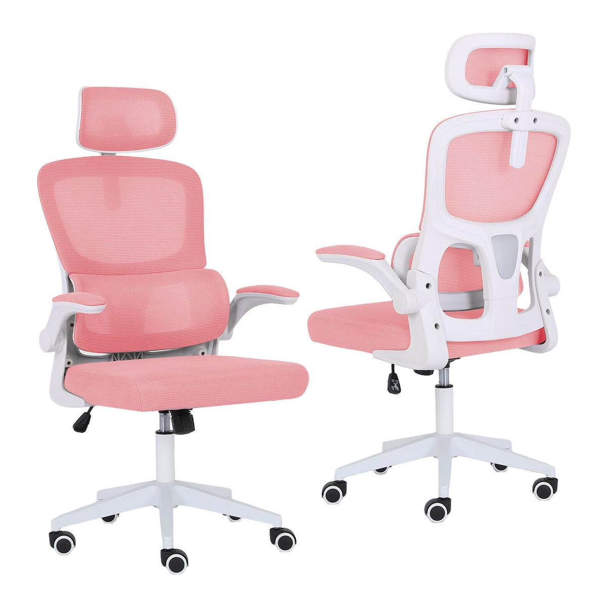 Work Office Chair - Lumber Support Flip-up Armrest Adjustable Headrest SITIO - Pink