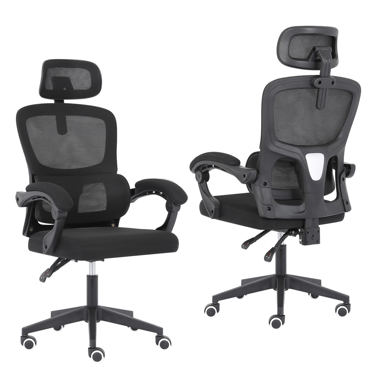 Ergonomic Reclining Office Chair - Lumbar Support Adjustable Headrest VELTRA - BLACK
