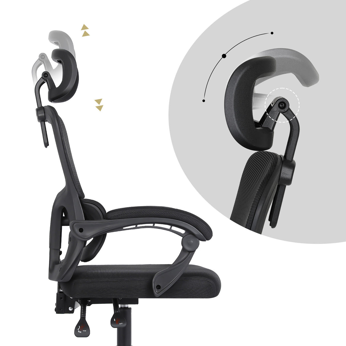 Ergonomic Reclining Office Chair - Lumbar Support Adjustable Headrest VELTRA - BLACK