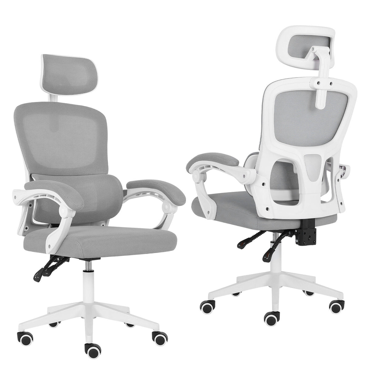 Ergonomic Reclining Office Chair - Lumbar Support Adjustable Headrest VELTRA - GREY