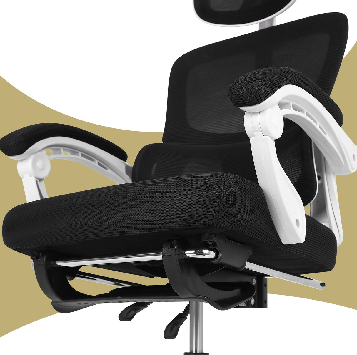 Ergonomic Reclining Office Chair - Footrest Lumbar Support Adjustable Headrest VELTRA - BLACK