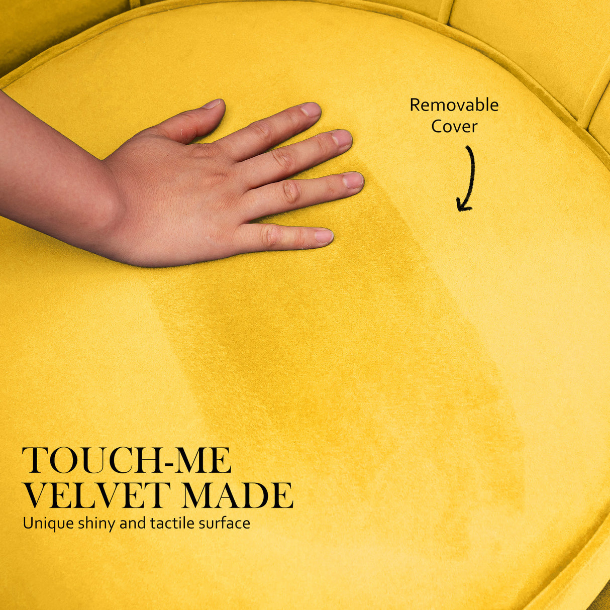 Armchair Lounge Chair Accent Velvet Shell Scallop Round Ottoman Footstool YELLOW