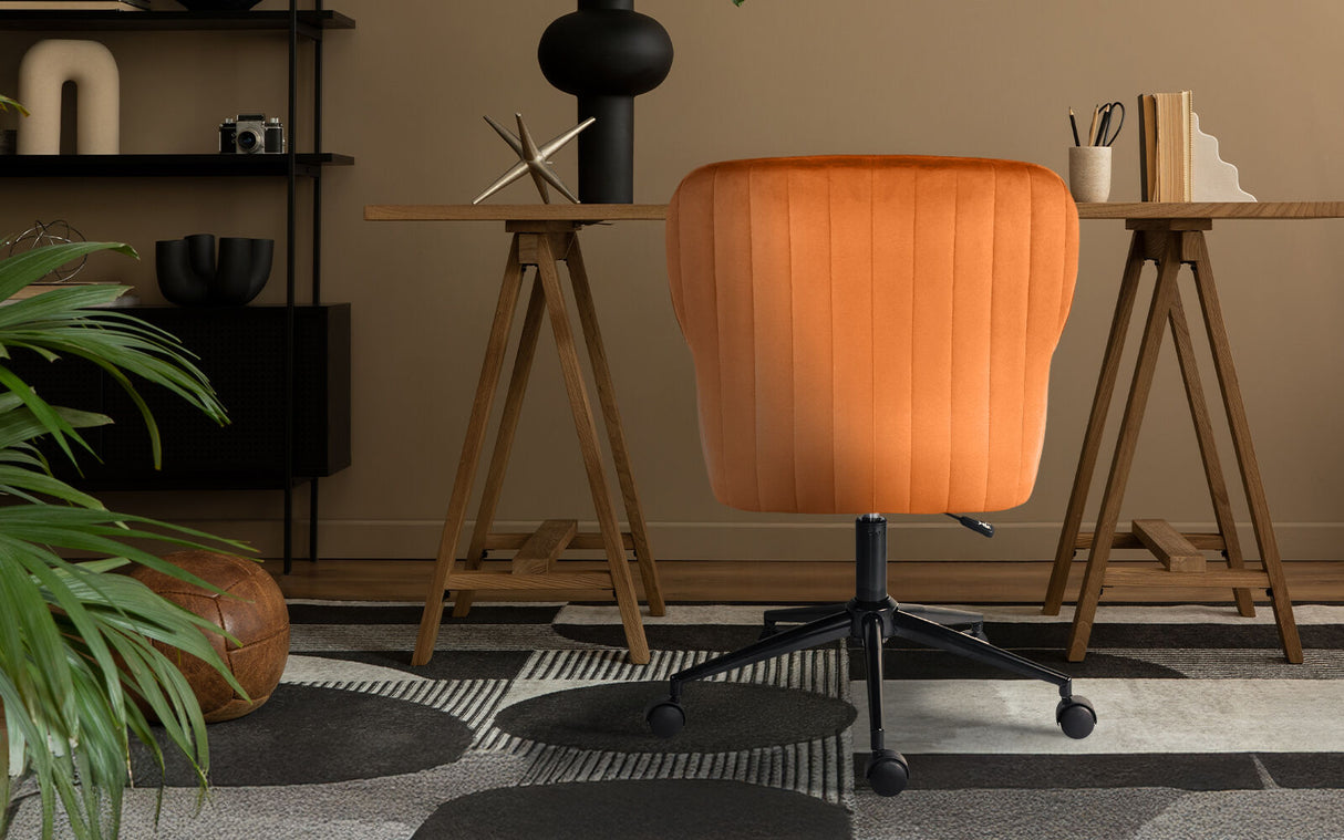 Desk Armchair - Home Office Swivel Chair Adjustable Height Seat PLUME ORANGE