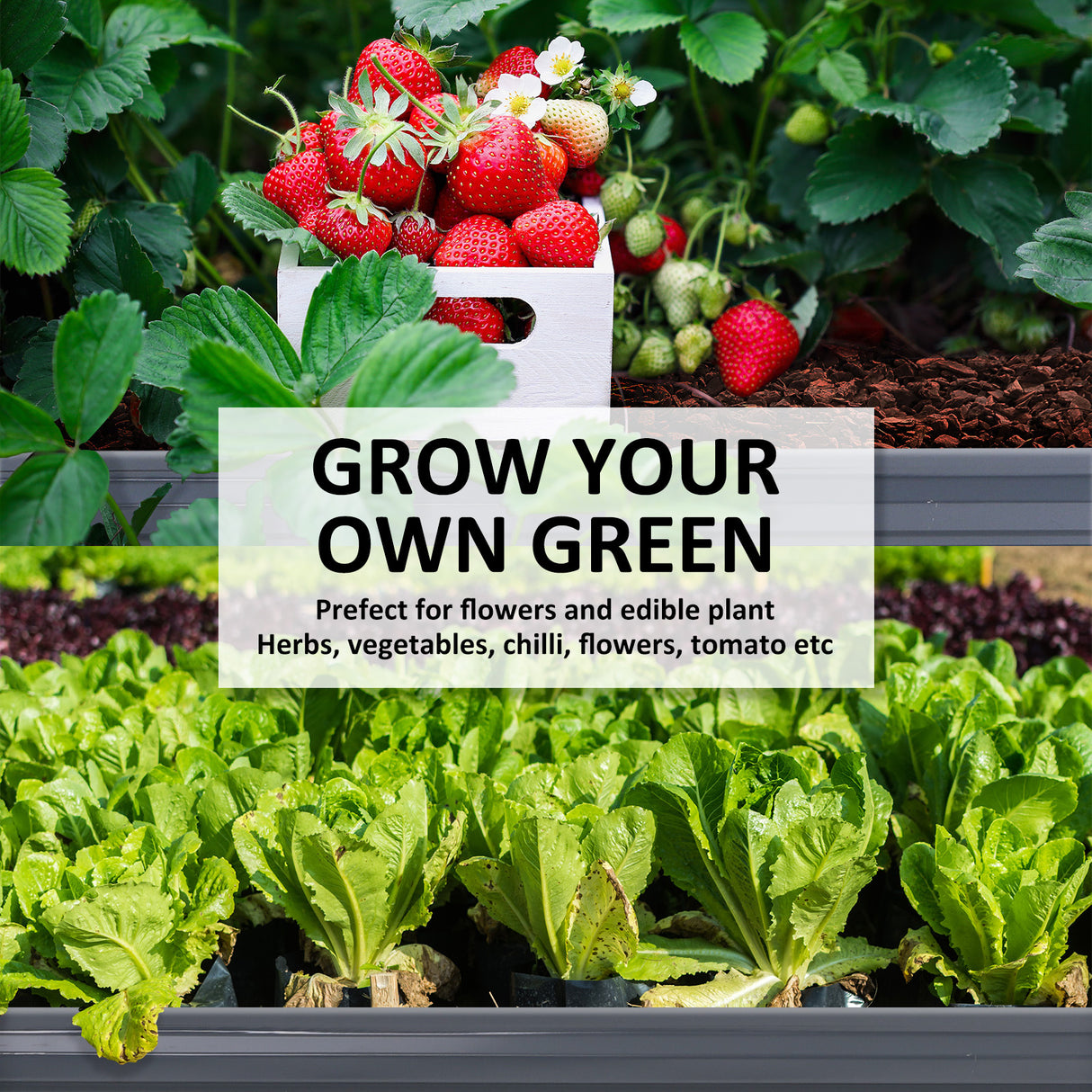 Raised Garden Bed Galvanised Steel Planter Oval 320 x 80 x 45cm GREY