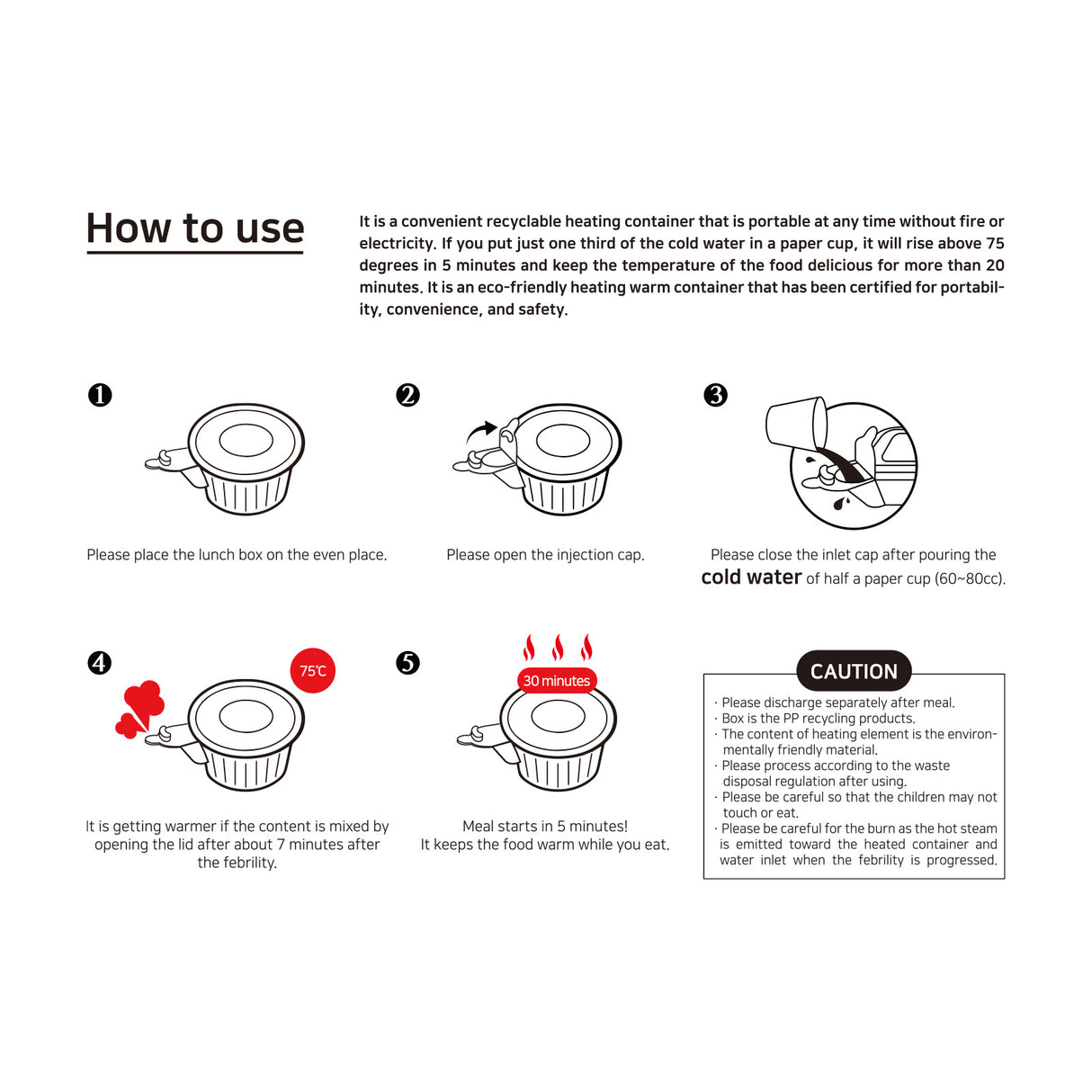 60 Pack Dalat Heating Lunch Box Container 26cm A + Heating Bag