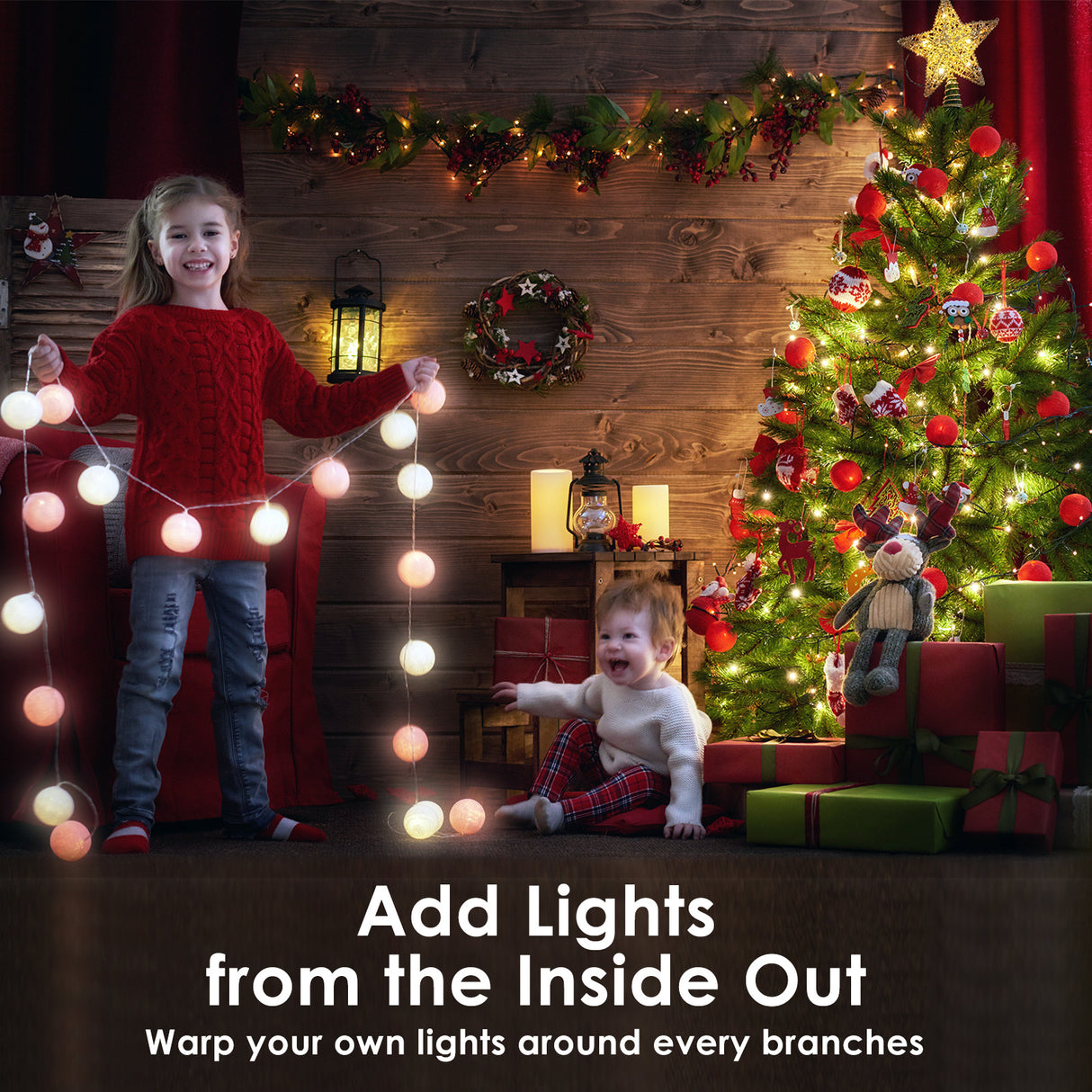 Snowy Christmas Tree Xmas Pine Cones 4Ft 120cm 390 tips Bauble Balls